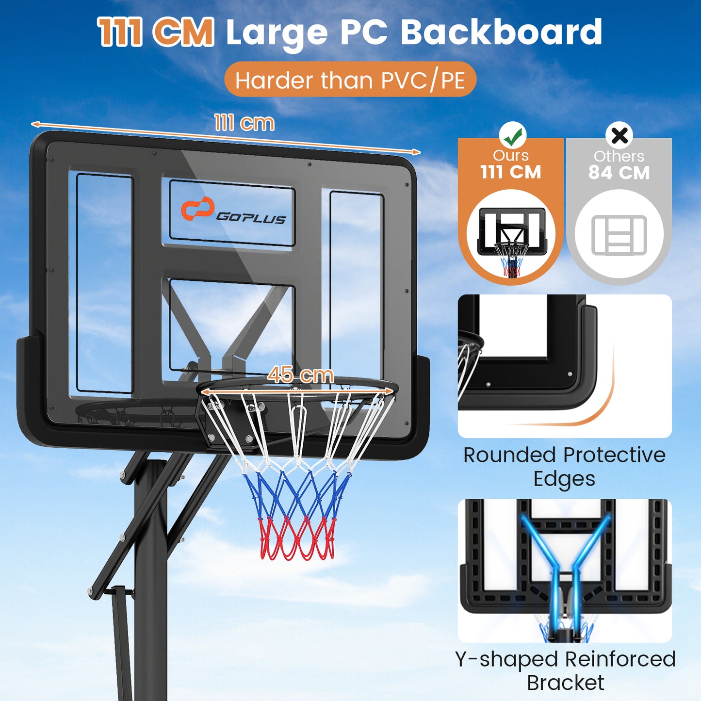 5-Level Height Adjustable Basketball Hoop Stand