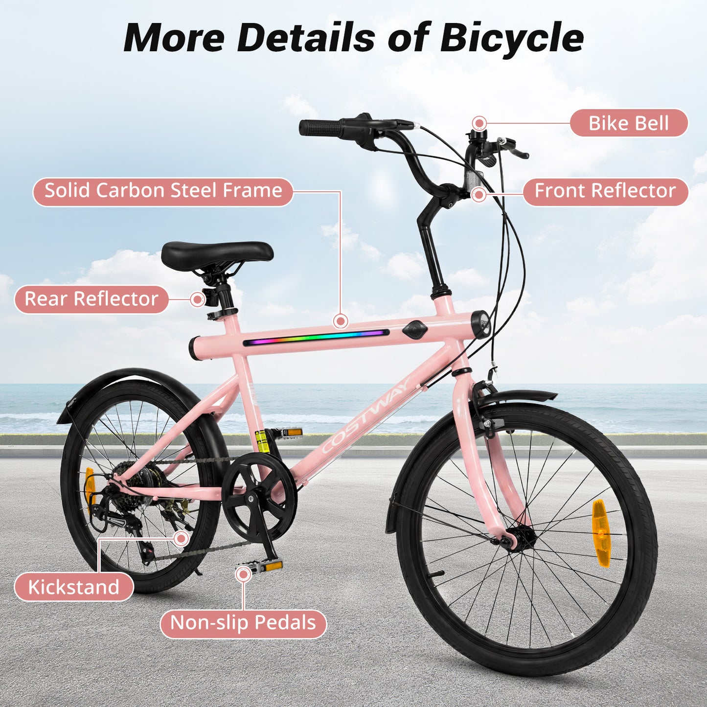 Lighted Cycling Bike with Adjustable Handlebar and Seat
