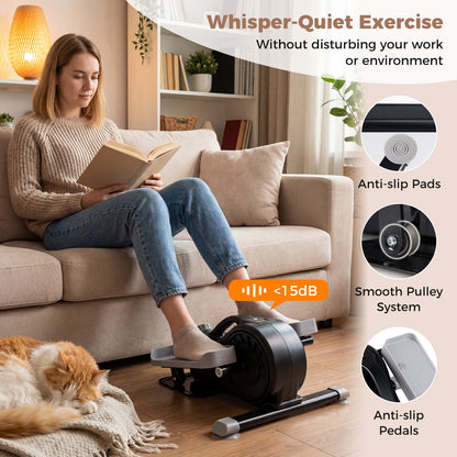Under Desk Elliptical Pedal Exerciser with Forward and Reverse Direction for Home Office