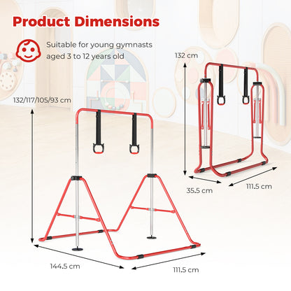 Expandable Gymnastic Bar for Kids, 4-Level Height Adjustable Gymnastic Horizontal Bar