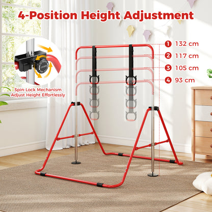 Expandable Gymnastic Bar for Kids, 4-Level Height Adjustable Gymnastic Horizontal Bar
