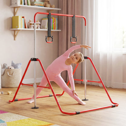 Expandable Gymnastic Bar for Kids, 4-Level Height Adjustable Gymnastic Horizontal Bar