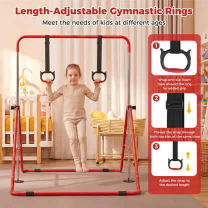 Expandable Gymnastic Bar for Kids, 4-Level Height Adjustable Gymnastic Horizontal Bar