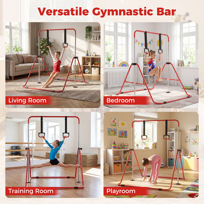Expandable Gymnastic Bar for Kids, 4-Level Height Adjustable Gymnastic Horizontal Bar