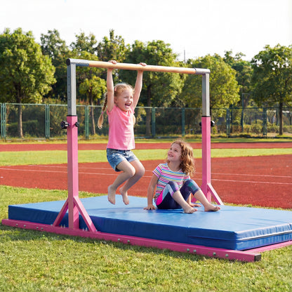 Double Horizontal Bars for Kids, 8 FT Junior Gymnastic Parallel Bars with 13-Level 33”-57” Adjustable Heights