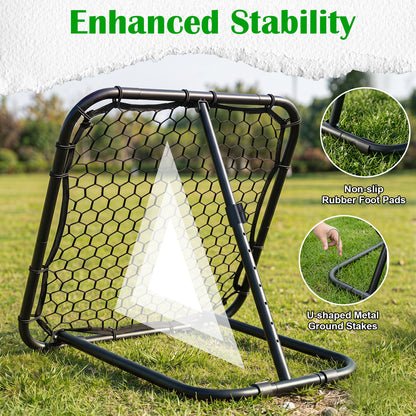 Football Rebounder with 7 Adjustable Angles and 4 Ground Stakes