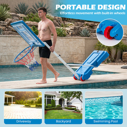 Pool Basketball Hoop with 82cm Shatterproof Backboard for Indoor Outdoor