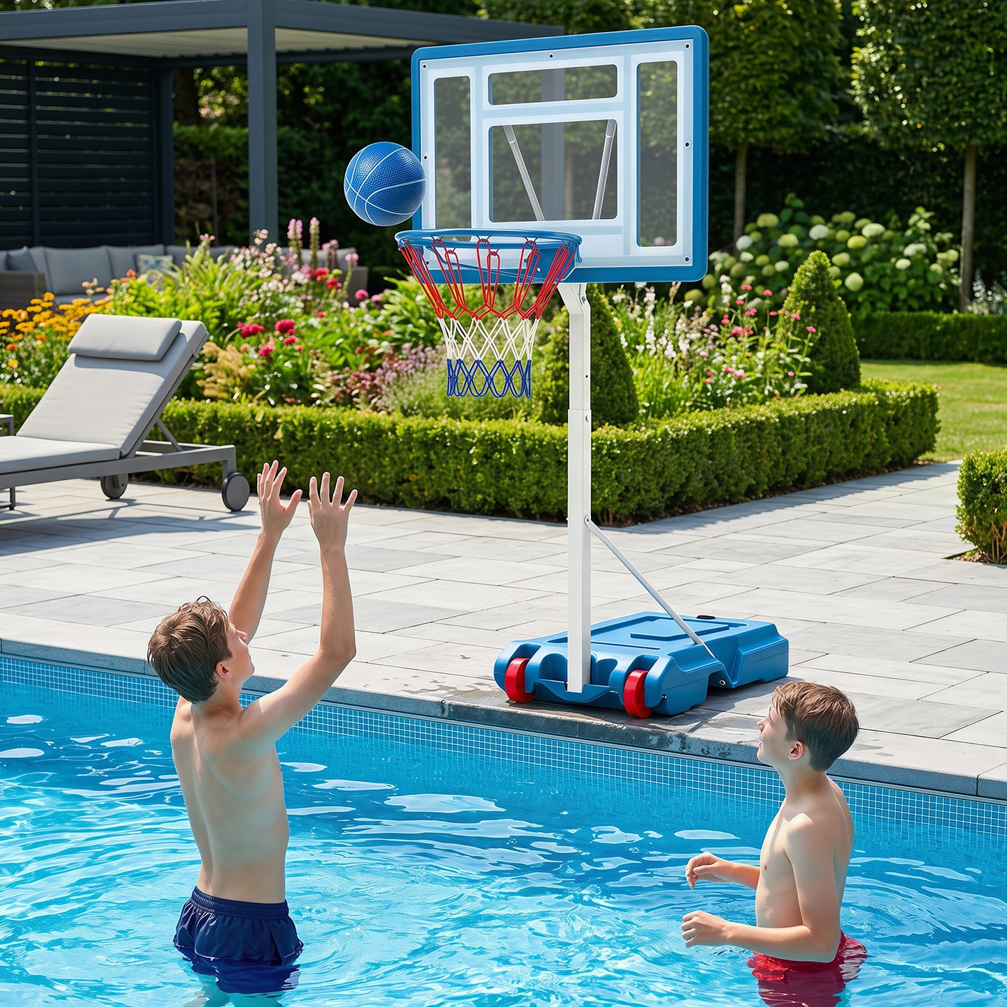 Pool Basketball Hoop with 82cm Shatterproof Backboard for Indoor Outdoor
