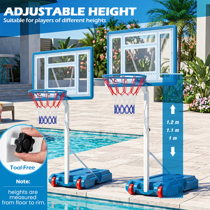 Pool Basketball Hoop with 82cm Shatterproof Backboard for Indoor Outdoor