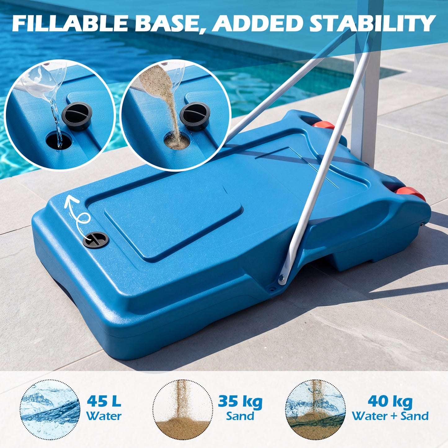Pool Basketball Hoop with 82cm Shatterproof Backboard for Indoor Outdoor