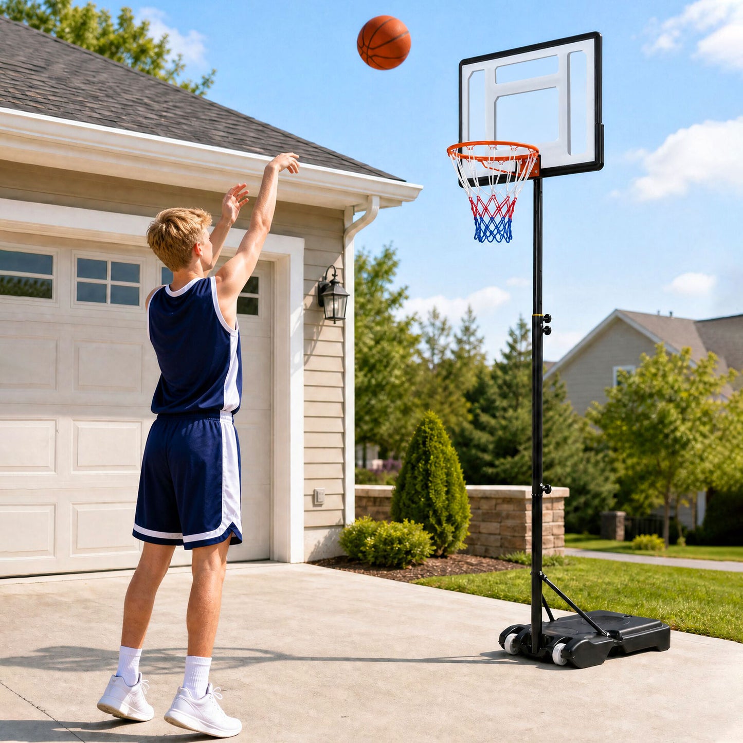 Basketball Hoop Outdoor 2.15-2.6M Height Adjustable