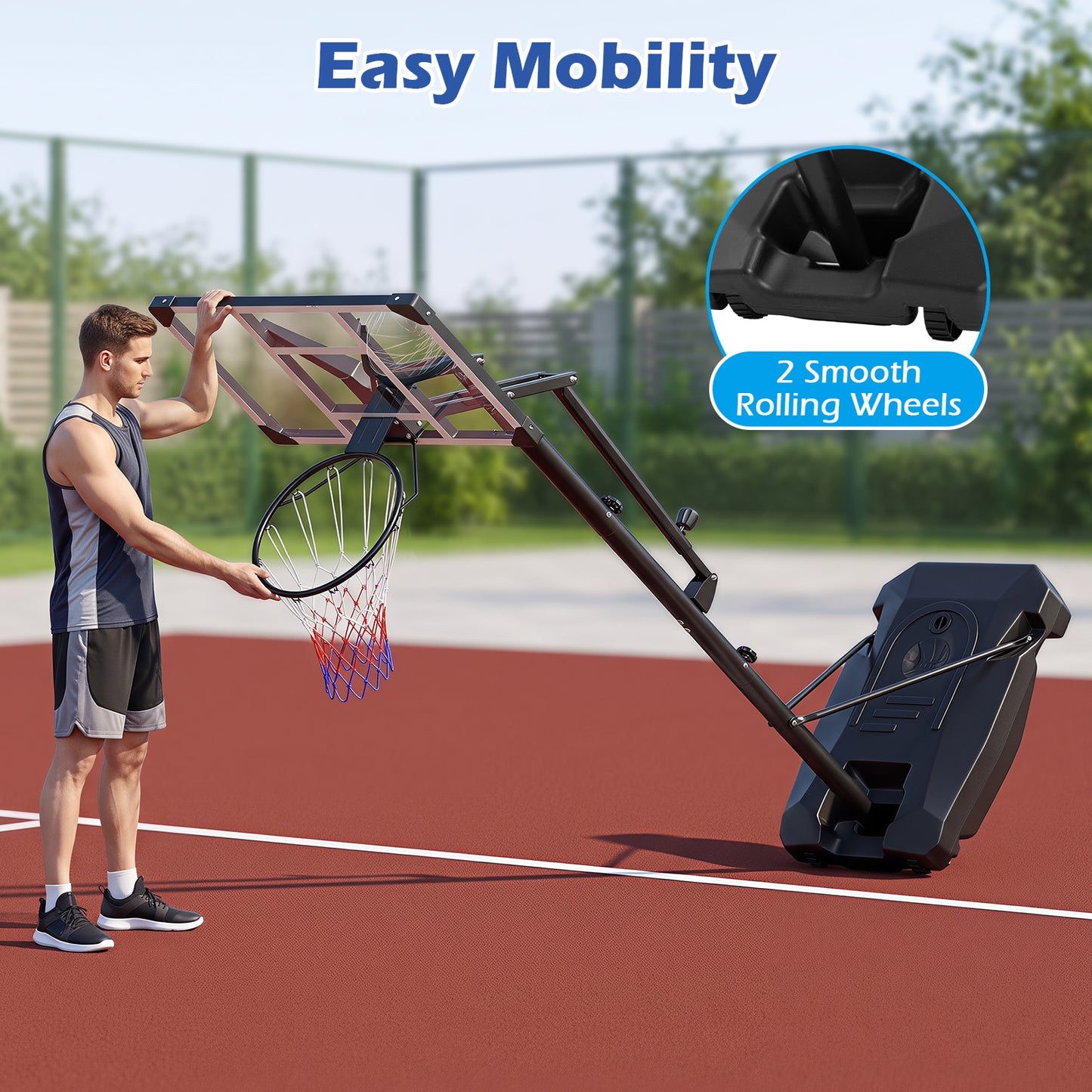 Basketball Hoop Outdoor 131-263 cm Rim Height Adjustable