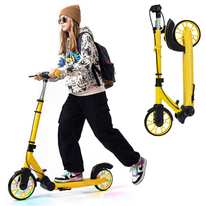 Foldable Scooter with 2 Light-up Wheels and 3-Height Adjustable Handle