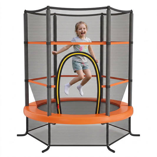 5.3FT Mini Kids Trampoline with 135kg Load Capacity & Enclosure Net