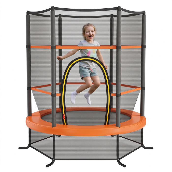 5.3FT Mini Kids Trampoline with 135kg Load Capacity & Enclosure Net