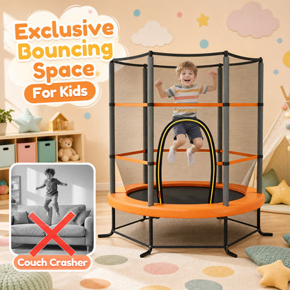 5.3FT Mini Kids Trampoline with 135kg Load Capacity & Enclosure Net
