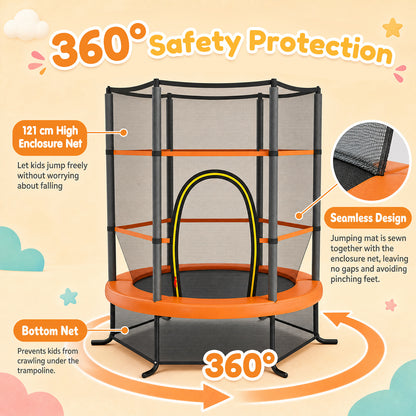5.3FT Mini Kids Trampoline with 135kg Load Capacity & Enclosure Net