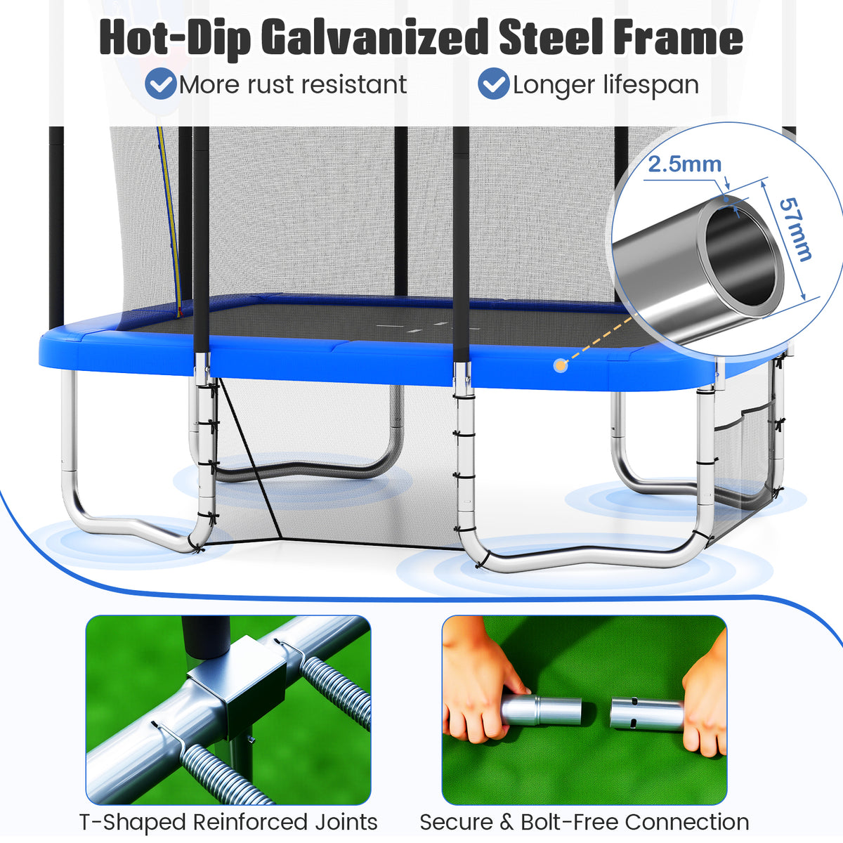 10 x 8 FT Heavy Duty Trampoline with Basketball Hoop