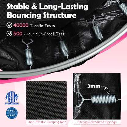 55/60" Trampoline for Kids with Enclosure, 6-in-1 Indoor Outdoor Toddler Trampoline with Adjustable Gymnastics Bar, Swing