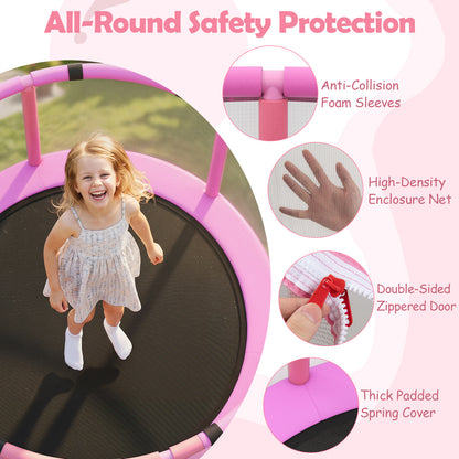 55/60" Trampoline for Kids with Enclosure, 6-in-1 Indoor Outdoor Toddler Trampoline with Adjustable Gymnastics Bar, Swing