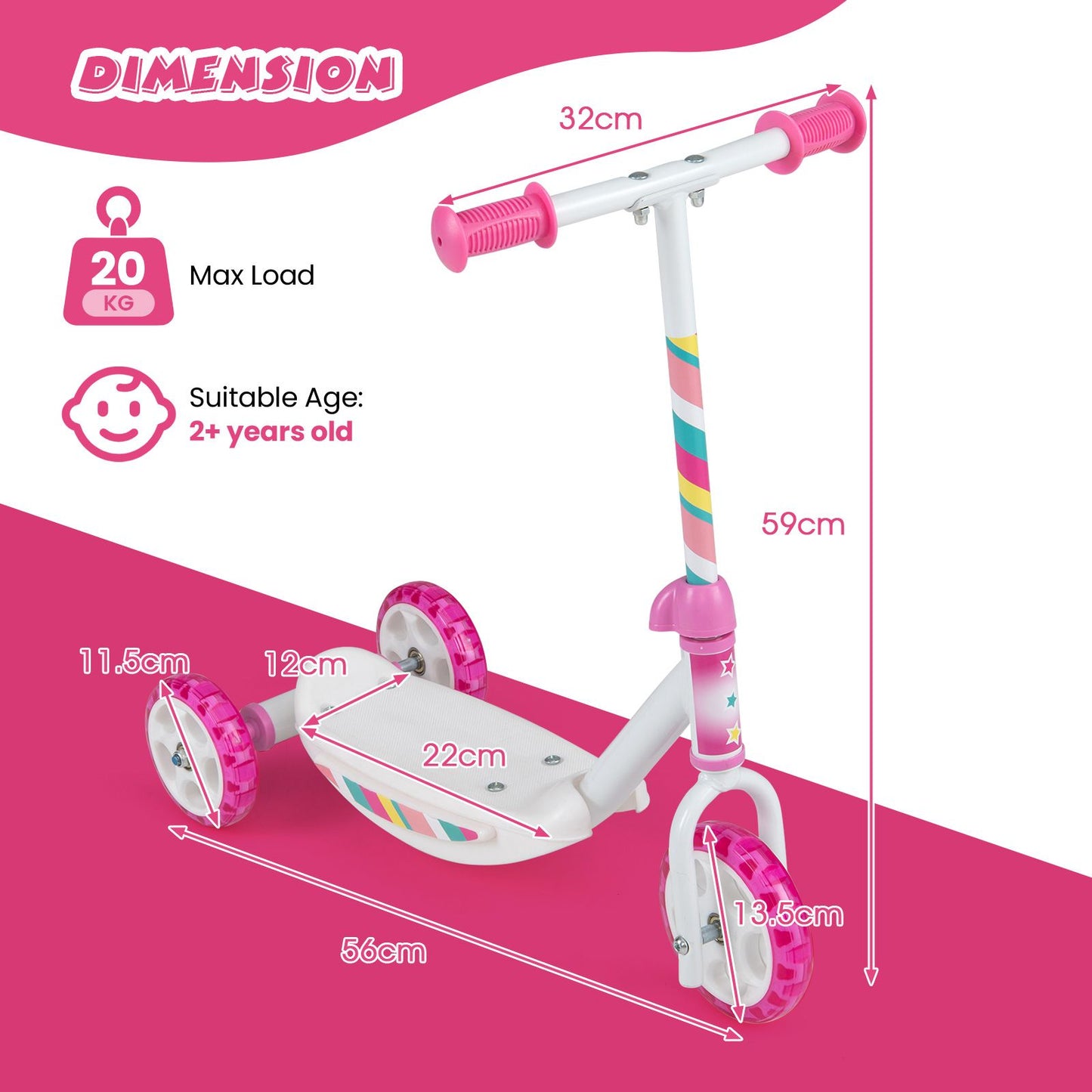 Toddlers Kick Scooter with LED Light Up Wheels and Wide Anti-Slip Deck
