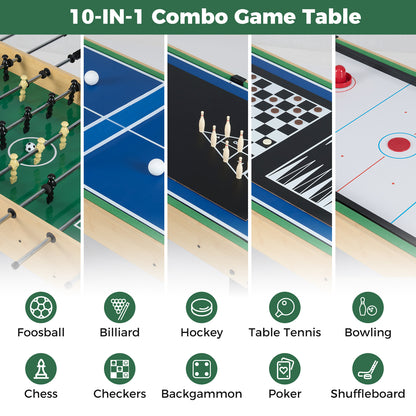 10-in-1 Combo Game Table Set, 50” Multi-Game Table