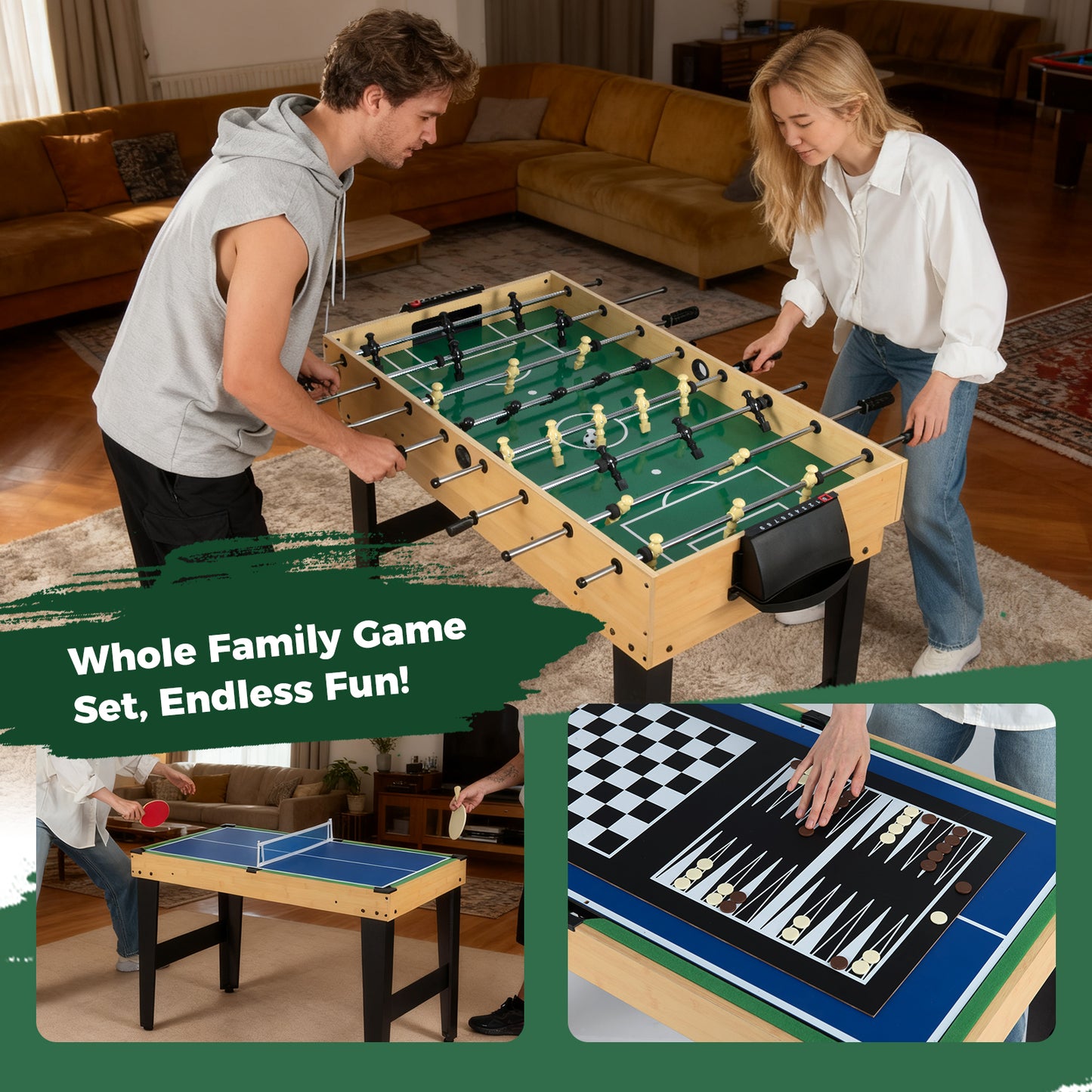 10-in-1 Combo Game Table Set, 50” Multi-Game Table