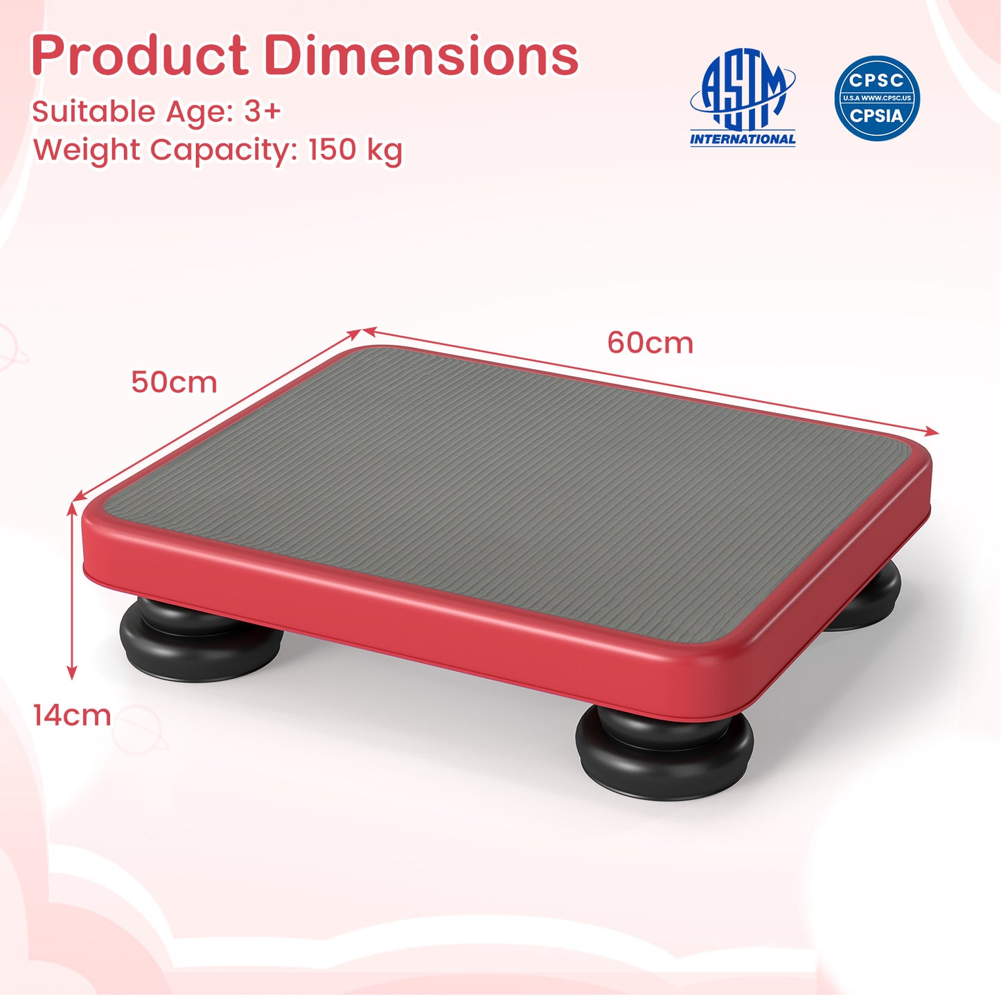 Kids Rebounder Bouncing Board, 60 x 50 cm Mini Trampoline with Elastic Rope, Sensory Bounce Board