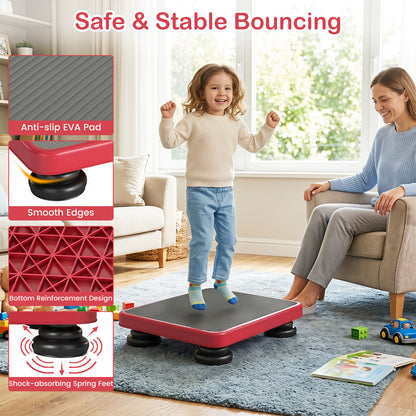 Kids Rebounder Bouncing Board, 60 x 50 cm Mini Trampoline with Elastic Rope, Sensory Bounce Board