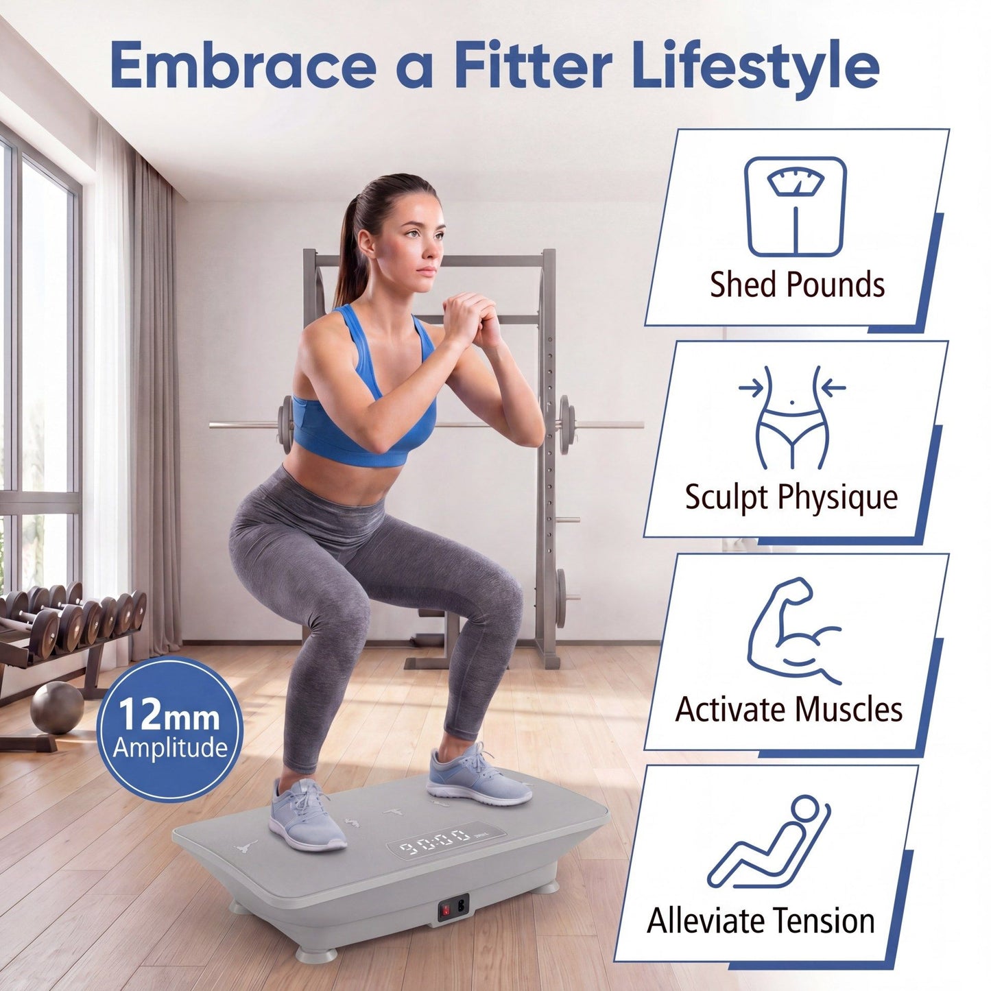 Vibration Plate Exercise Machine with Gravity Sensor and Bluetooth