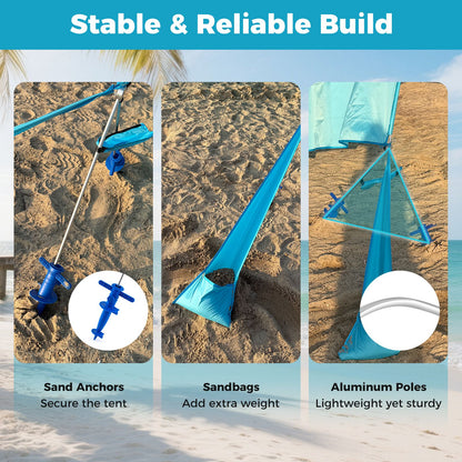 Wind Powered Beach Tent for 8 People with UPF50+ Protection for Beach