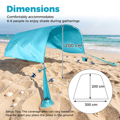 Wind Powered Beach Tent for 8 People with UPF50+ Protection for Beach