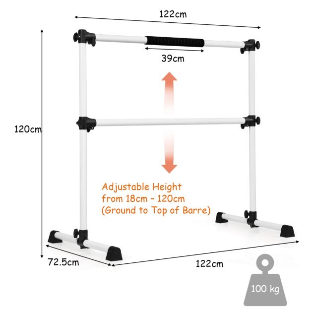 Adjustable Double Stretching Dance Bar for Home Dancing Studio Gym