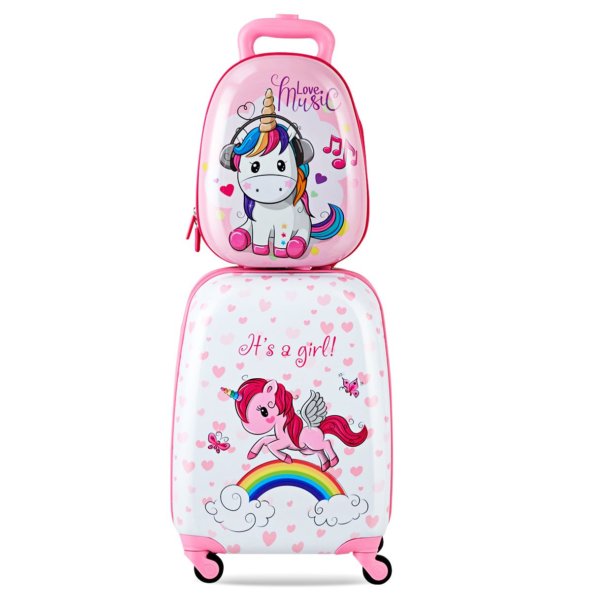 2 Pieces Kid Luggage Set with Wheels and Retractable Handle