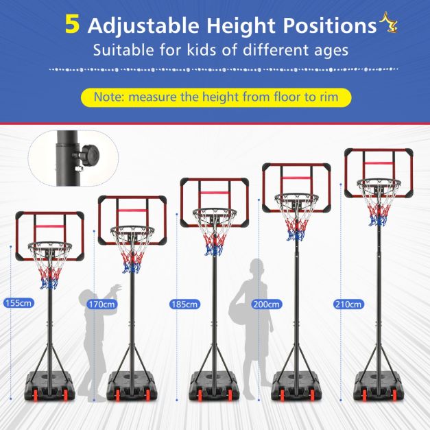 Basketball Hoop Stand with 193-248cm Height Adjustment
