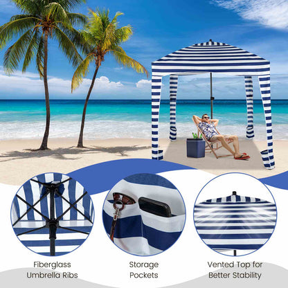 1.8 X 1.8M Foldable Beach Cabana Tent with Carrying Bag Detachable Sidewall