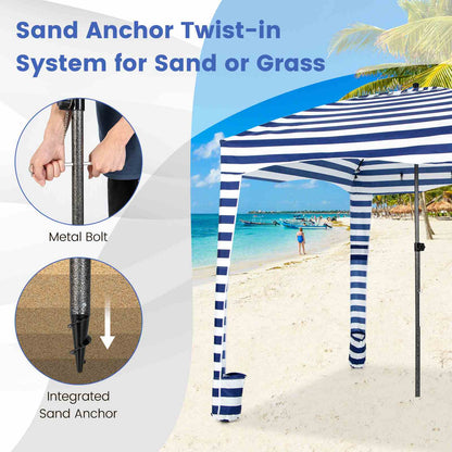 1.8 X 1.8M Foldable Beach Cabana Tent with Carrying Bag Detachable Sidewall