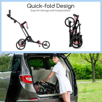 Folding 3 Wheel Golf Push Cart Adjustable