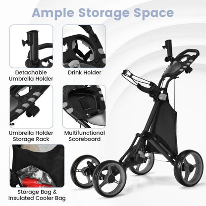 Folding 4 Wheel Golf Push Cart