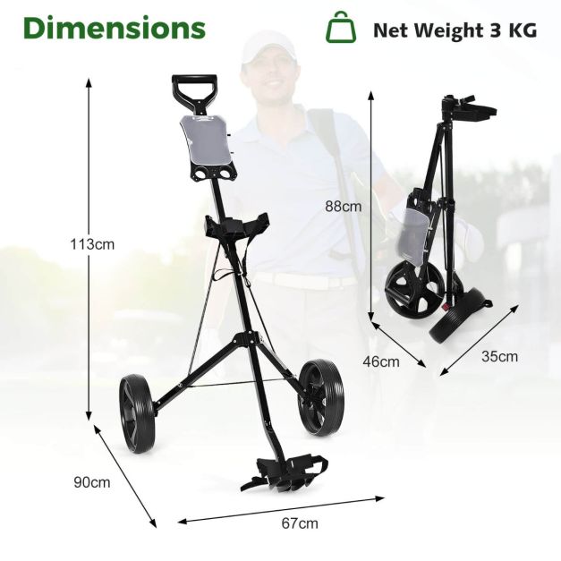 Foldable 2 Wheel Golf Push Cart