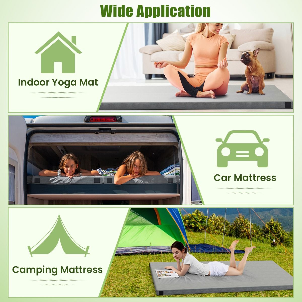 Foldable Camping Mattress with Foam Cushion and Carrying Bag for Living Room