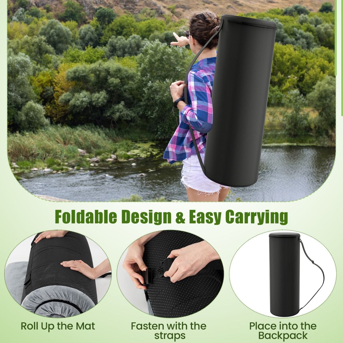 Foldable Camping Mattress with Foam Cushion and Carrying Bag for Living Room