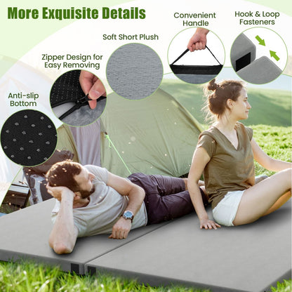 Foldable Camping Mattress with Foam Cushion and Carrying Bag for Living Room