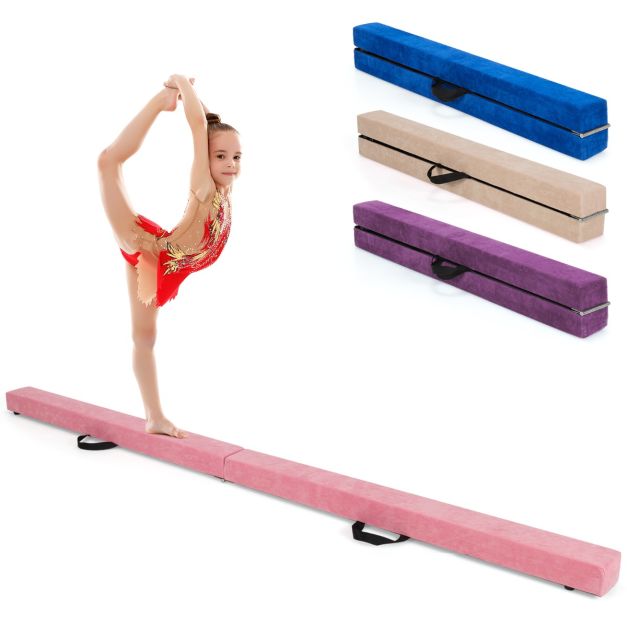 7 Feet Folding Balance Beam with Solid Wood Base and Anti-slip Bottom for Professional Home Training