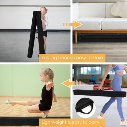 7 Feet Folding Balance Beam with Solid Wood Base and Anti-slip Bottom for Professional Home Training