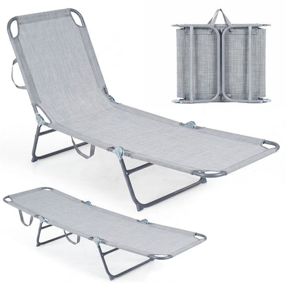 Folding Sun Lounger Reclining Beach Chair with Adjustable Backrest