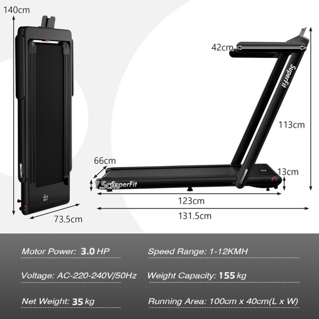 3HP Treadmill 3-in-1 for Working/Walking/Running