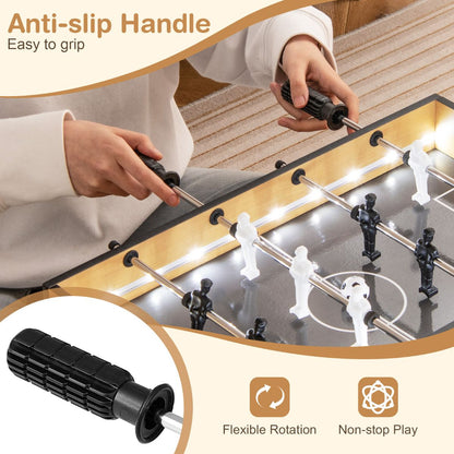 Foosball Table with LED Lights Realistic Players and 2 Balls