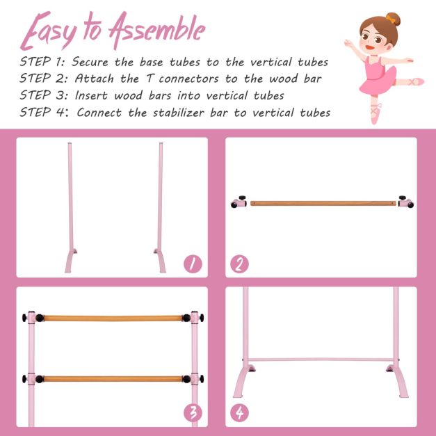 Freestanding Dance Bar with 4-position Adjustable Heights for Dancing