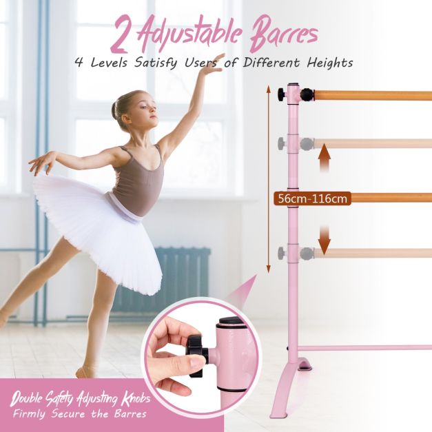 Freestanding Dance Bar with 4-position Adjustable Heights for Dancing